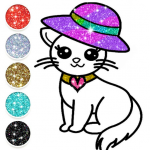 Download Cute Kitty Coloring Book For Kids With Glitter 4.0 APK For Android Apk