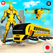 Flying School Bus Robot: Hero Robot Games 10