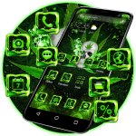 Download Neon Green Weed Skull APUS launcher Theme 43.0.1001 APK For Android Apk