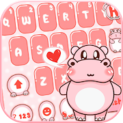 Download Pink Cute Hippo Keyboard Theme 1.0 Apk for android Apk