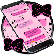 Download SMS Messages Ribbon Pink Black Theme emoji chat 290 Apk for android