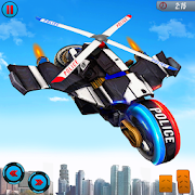 Download Flying Police Helicopter Bike Transform Robot Game 5.0 and up Apk for android