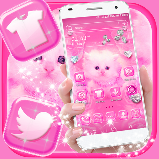 Download Cute Pink Cat Launcher Theme 4.3 Apk for android